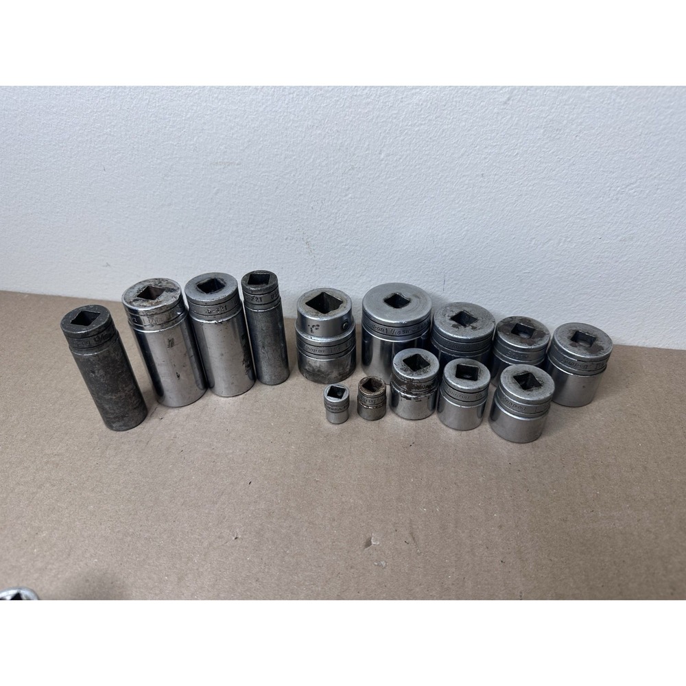 Vtg Snap-on USA Socket Lot 14pc SAE Deep Shallow SW LDH 1/2” Drive Tools 12 Pt